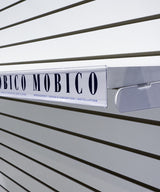 Price holder with adhesive 48’’ x 1¼’’ H clear face and backing.