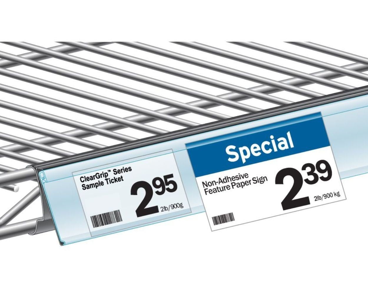 Porte - prix 44"x 1.25H clair pour tablette de grille et moulurée - Porte - prix & solution d'accrochage - Mobico Canada
