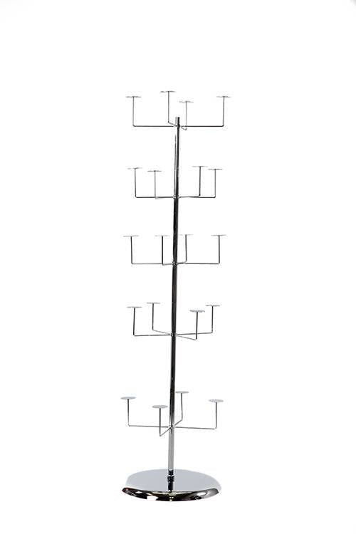 Présentoir à 20 chapeaux, 5 niveaux 70"H chrome - Présentoirs d'accessoires mode - Mobico Canada