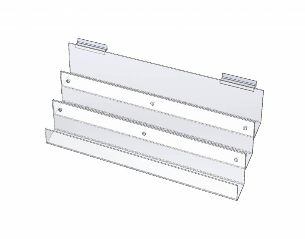 Présentoir à cartes 24"L, 3 niveaux à visser ou pour slatwall - Accessoires à visser au mur - Mobico Canada