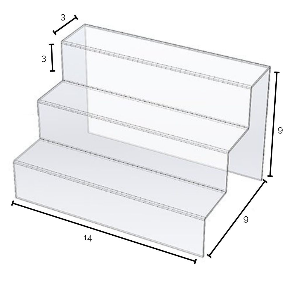 Escalier en acrylique 14’’ x 9’’ x 9’’ H - Accessoires de présentation - Mobico Canada