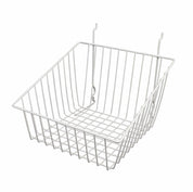 Panier à côtés inclinés pour panneau rainuré, perforé ou grille 12''x12''x 8''H noir ou blanc - Accessoires pour panneau perforé - Mobico Canada