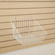 Panier à côtés inclinés pour panneau rainuré, perforé ou grille 12''x12''x 8''H noir ou blanc - Accessoires pour panneau perforé - Mobico Canada
