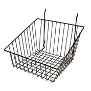Panier à côtés inclinés pour panneau rainuré, perforé ou grille 12''x12''x 8''H noir ou blanc - Accessoires pour panneau perforé - Mobico Canada