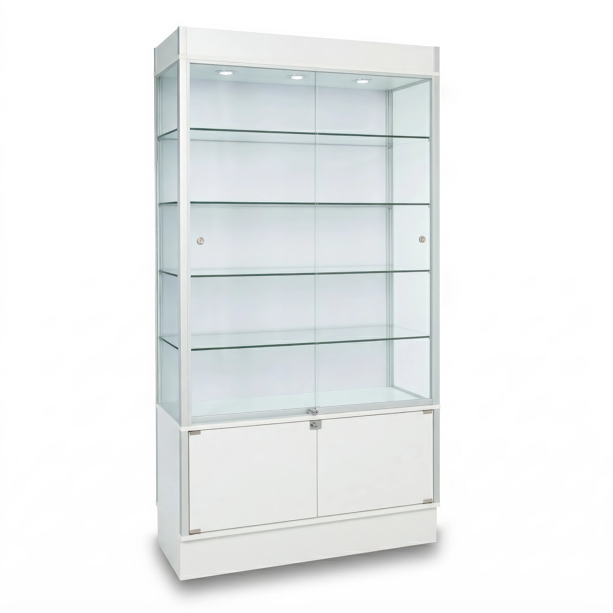 Présentoir vitré mural avec rangement sécurisé 42" x 16" x 78" - Comptoirs Vitrés - Mobico inc.