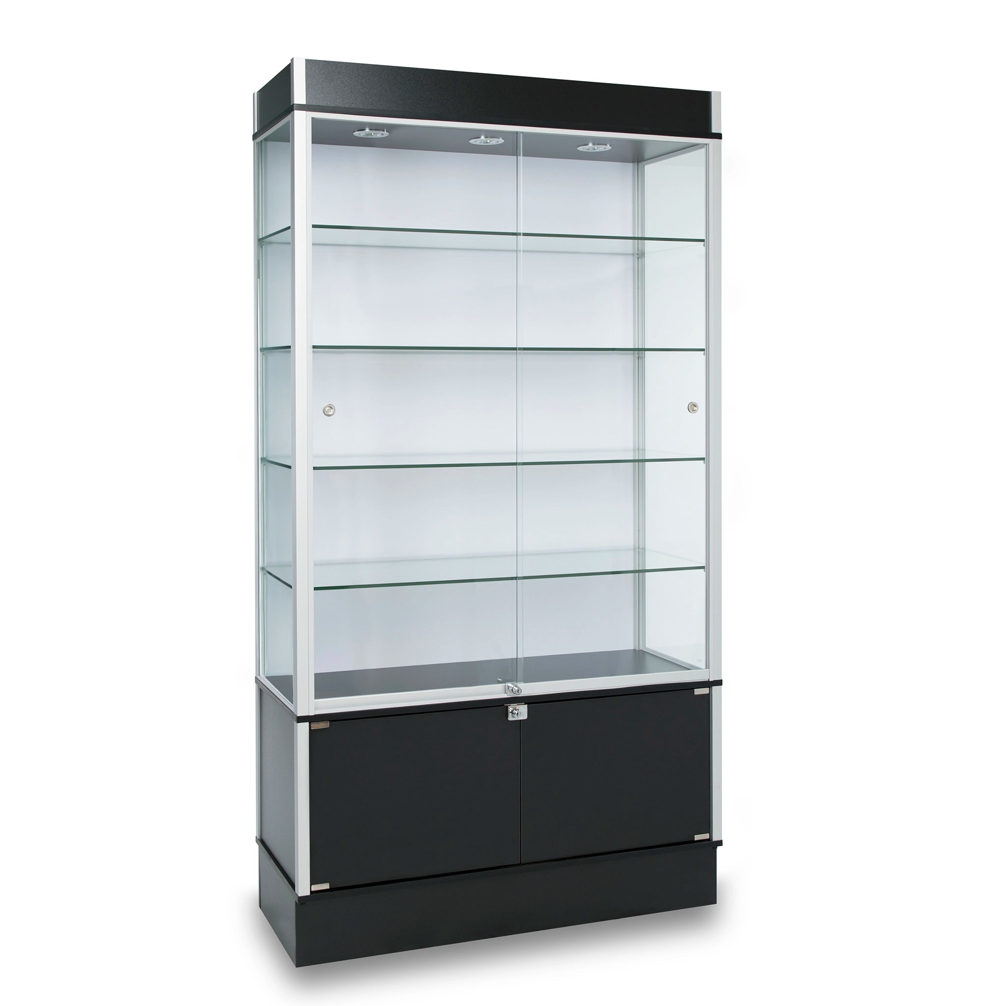 Présentoir vitré mural avec rangement sécurisé 42" x 16" x 78" - Comptoirs Vitrés - Mobico inc.