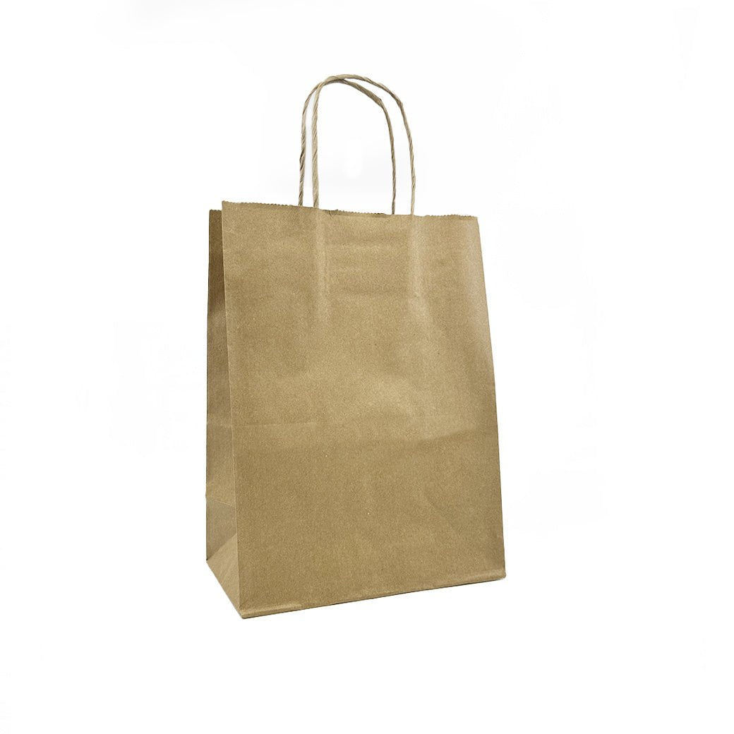 Sacs de magasinage en papier kraft 8 x 4 x 10'' - Le petit - Boite de 250 - Présentoirs pour vos événements - Mobico Canada