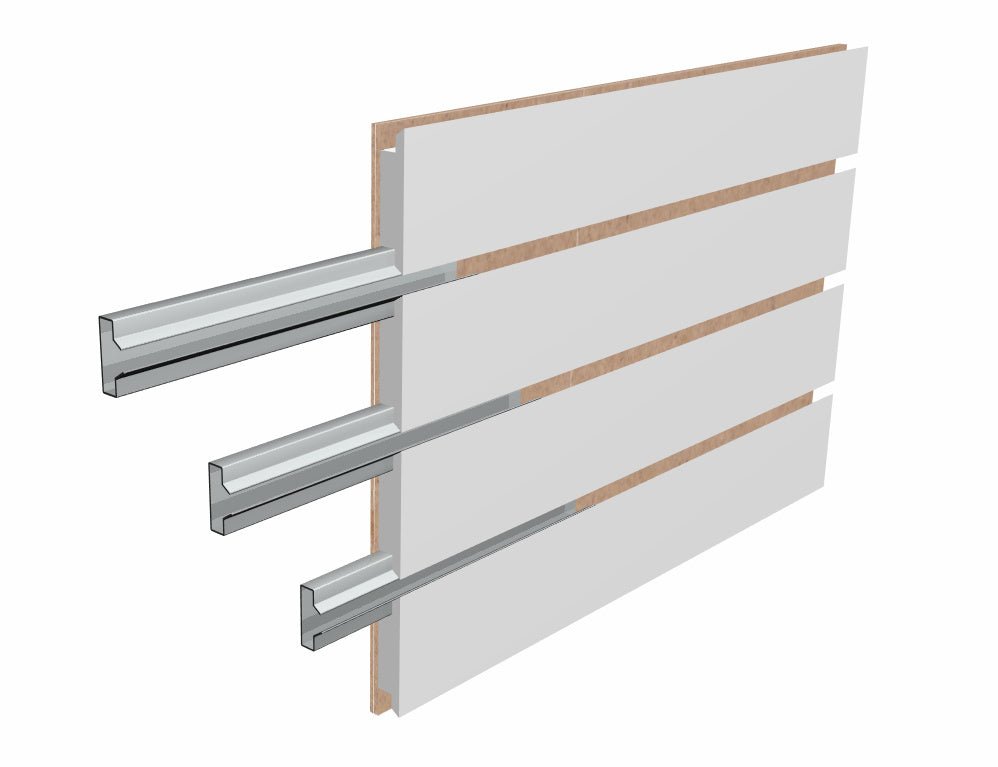 Panneaux rainuré 96"x 48''H | insertions robustes | Slatwall blanc. - Panneau rainuré de 96" X 48"H - Mobico Canada