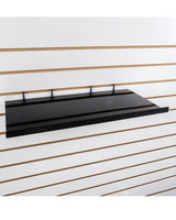 Tablette droite en métal de 24" x 12" avec rebord 5/8''. pour panneaux rainurés, noir ou blanc