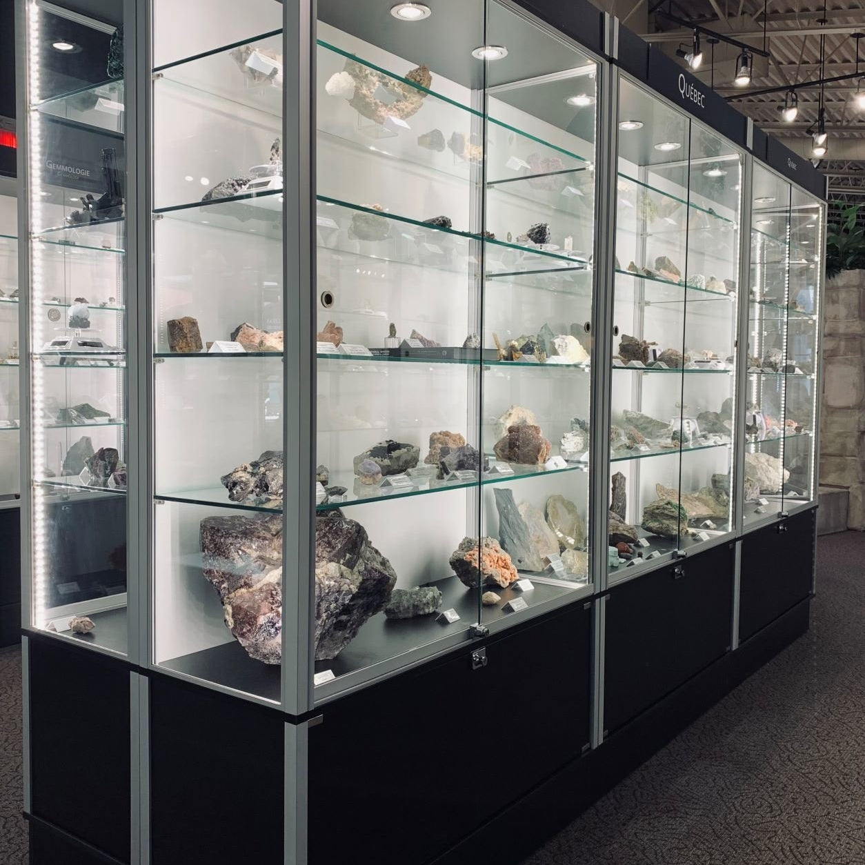 Présentoir vitré mural 78''H avec rangement et 3 lumières - Comptoirs Vitrés - Mobico Canada