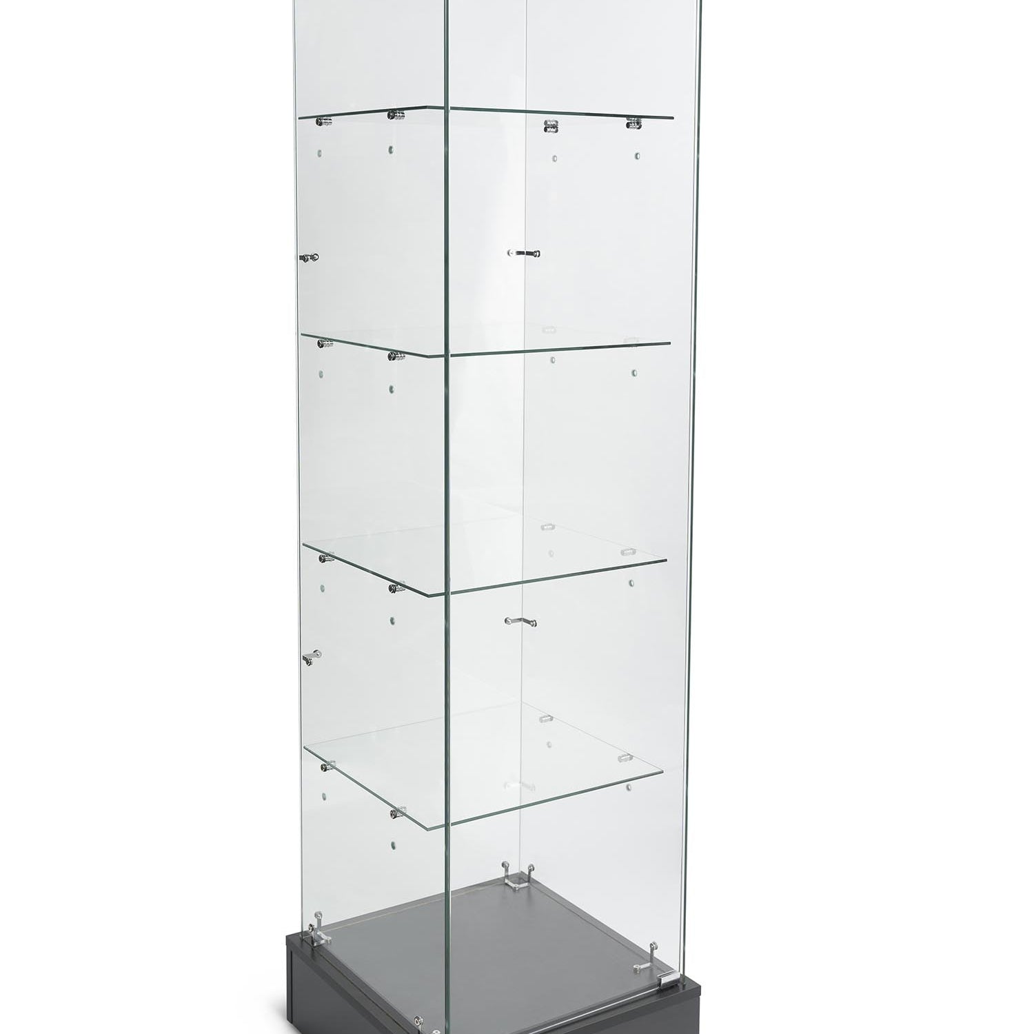 Présentoir tour vitrée en verre sur verre économique - 20" x 20" x 72" H - Comptoirs Vitrés - Mobico Canada
